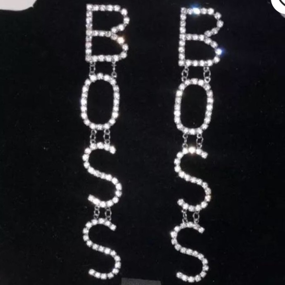 ⚜️[𝗡𝗪𝗧]⚜️BOSS Long Crystal Dangle Earrings NEW - Picture 2 of 5
